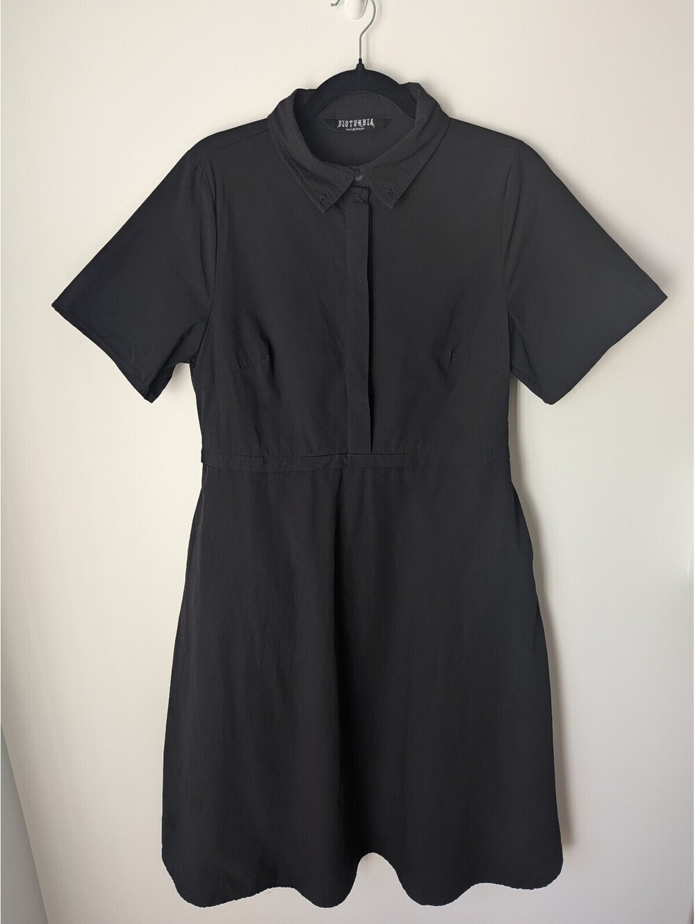 Women's Disturbia 100% Cotton Below The Knee Collared Dress Size 10 goth grunge